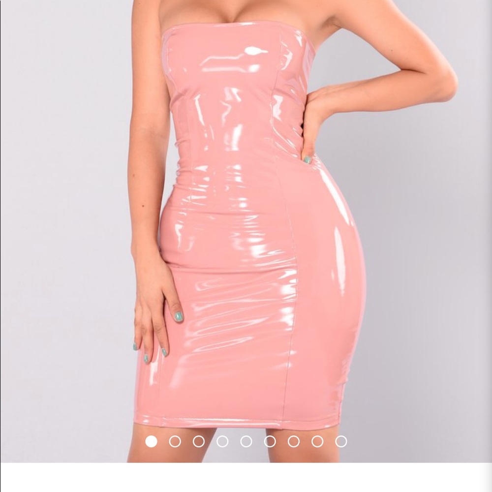 Fashion Nova Pink Latex Dress